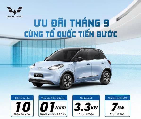 MỪNG THÁNG TỰ HÀO VIỆT NAM: KHUYẾN MÃI LỚN TỪ WULING CHO 2 DÒNG XE BINGO & MINI EV